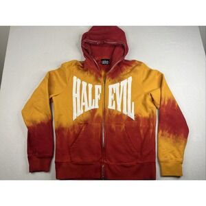 Half Evil Full Zip-Up Hoodie, Yellow/Red, Size Large (L), Rare, DEADSTOCK